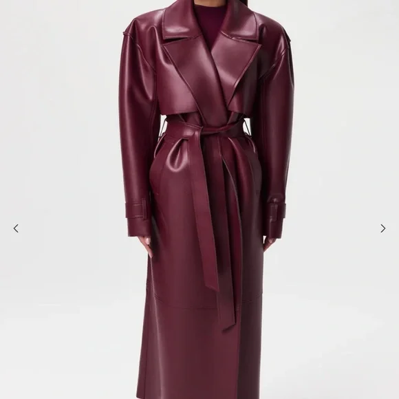 VEGAN LEATHER TRENCH COAT - Picture 2 of 4